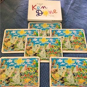 Ken Done Colorful Australian Wildlife Vintage Cork Placemats Set of 6 NWB